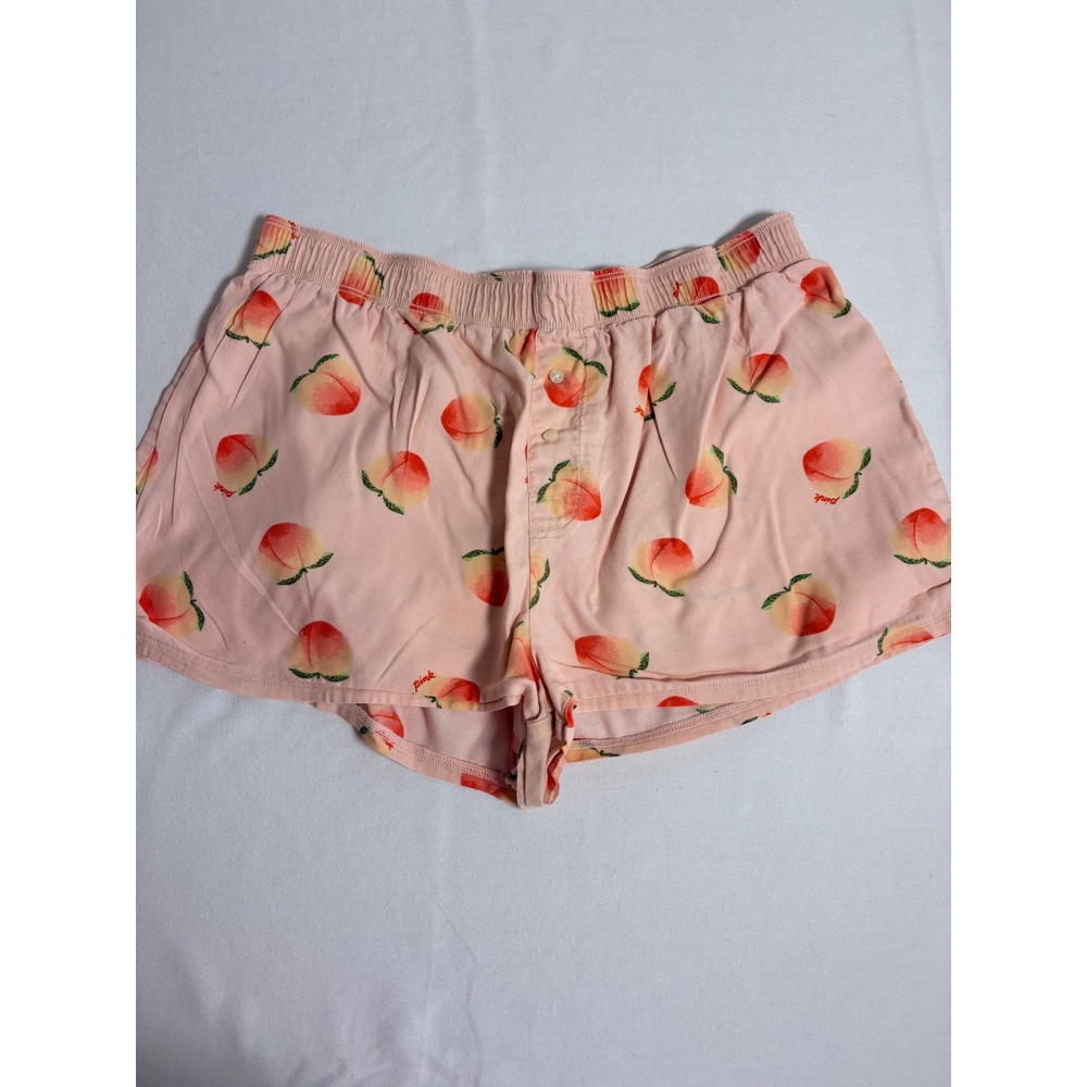 PINK Victoria's Secret Pajama Shorts Small Pink Excellent Peach Print Lounge‎
